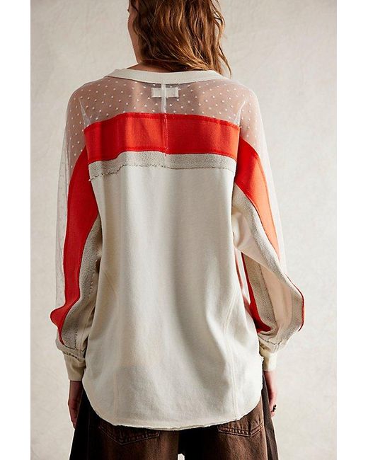 Free People Red Roadside Tee At Free People In Ivory Combo, Size: Xs