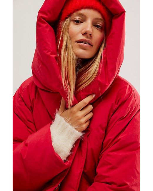 Free People Red Cozy Cloud Puffer Jacket