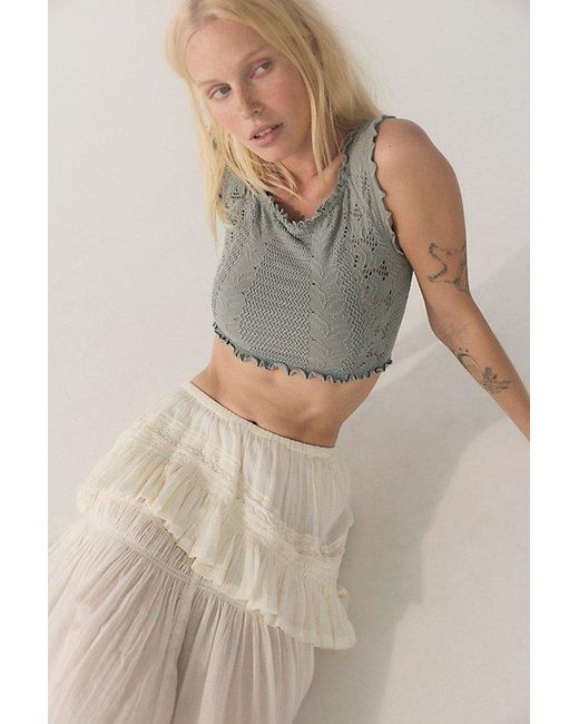 Intimately By Free People Gray So Soft Frill Seamless Micro Crop Top By