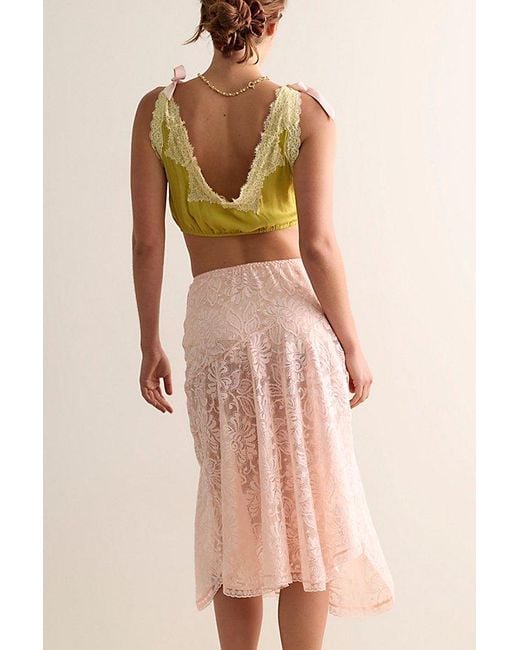 Intimately By Free People Pink Sheer Emotion Midi Slip Skirt By