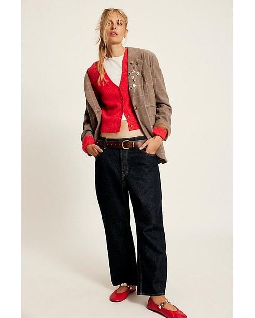 Free People Blue Deep Trance Dropped Boyfriend Jeans