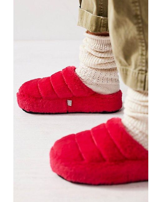 Free People Red It's A Vibe Platform Slippers