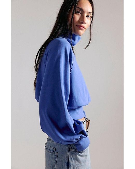Free People Blue Fall Breeze Turtleneck Top