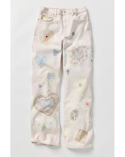 Free People White Tinsley Printed Jeans