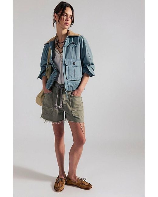 Free People Blue Moxie Barrel Shorts