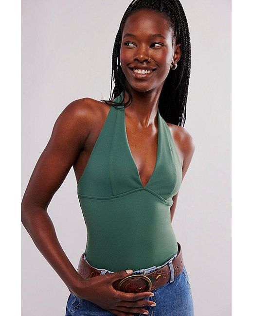 Free People Green Have It All Halter Top