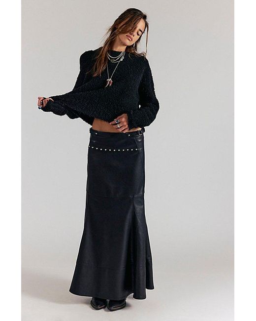 Free People Black Heart Of Stone Vegan Maxi Skirt