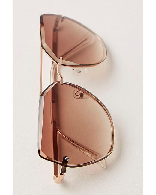 Free People Brown Alma Oversized Aviator Sunglasses