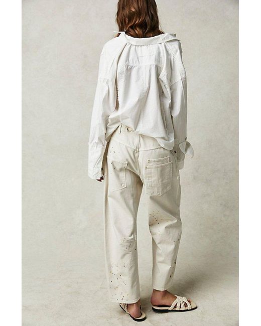 Free People Natural Moxie Pull-on Barrel Jeans At Free People In White, Size: 27