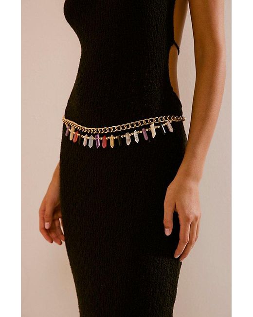 Free People Black Crystal Clear Chain Belt