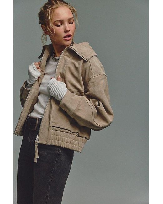 Free People Gray We The Free Desert Moon Suede Jacket