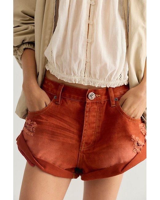 One Teaspoon Natural Bandits Low-Waist Denim Shorts