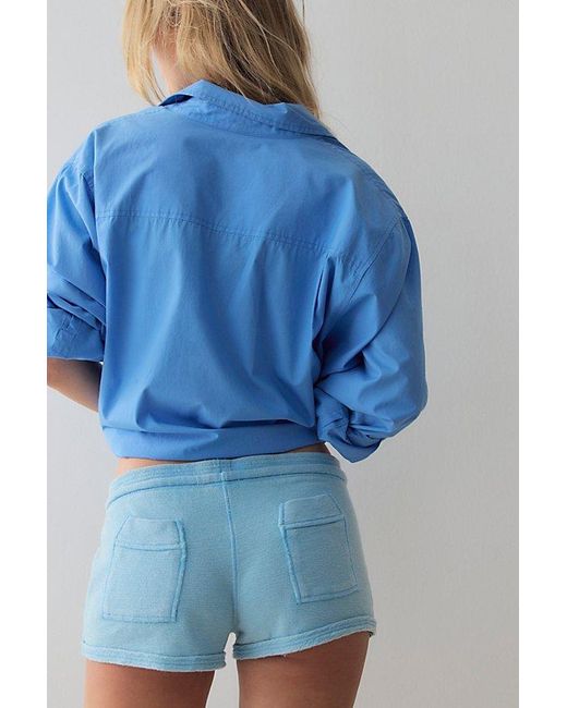 Intimately By Free People Blue Staycation Terry Micro Lounge Shorties By