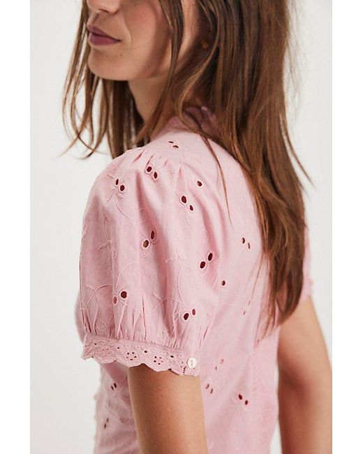 Free People Pink Belle Eyelet Blouse