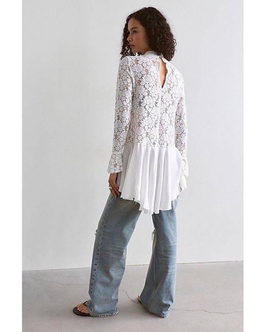 Free People White First Crush Lace Tunic
