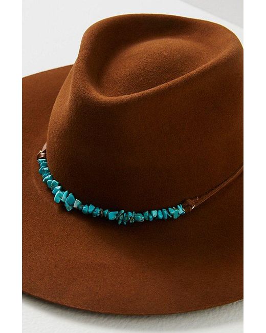 Lovely Bird Brown Montana Turquoise Wrap Felt Hat