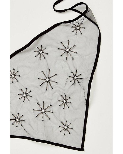 Free People White Carnegie Beaded Hair Scarf