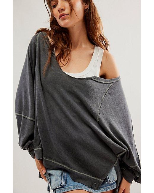 Free People Gray Wish I Knew Tee At In Black, Size: Xs