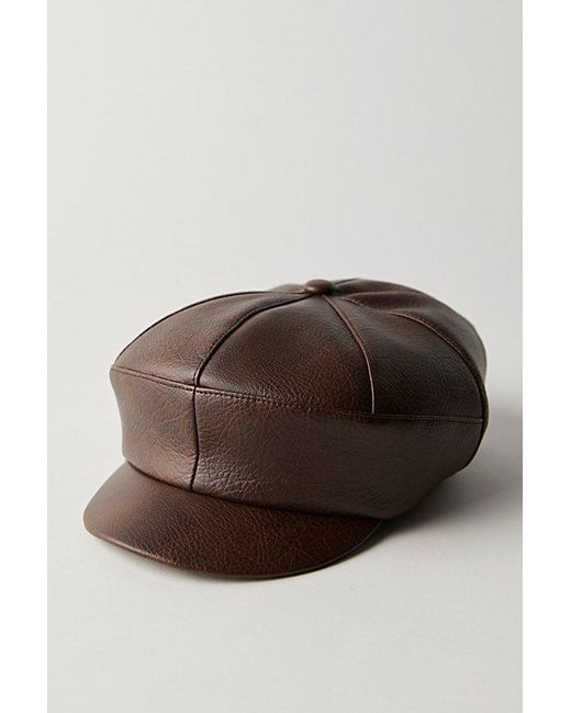 Free People Brown Carrie Distressed Lieutenant Hat