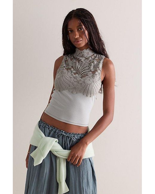 Intimately By Free People Brown Petal Party Mock Neck Tank Top By
