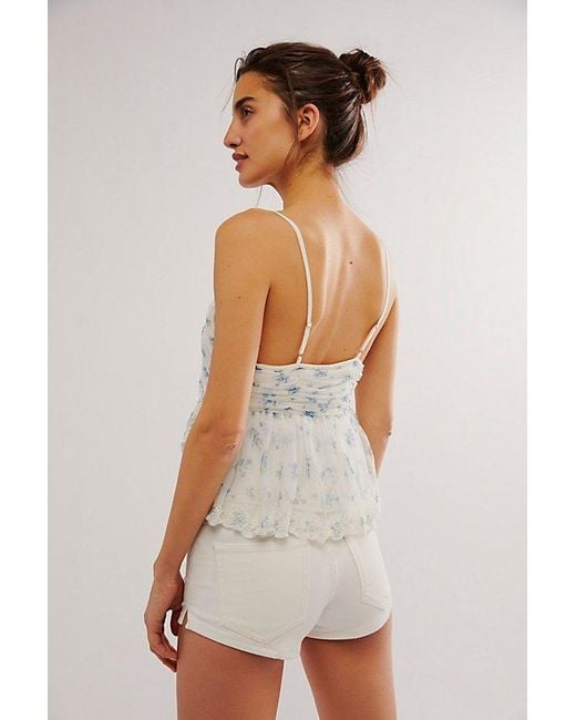Free People White Femme Fatale Printed Tank Top