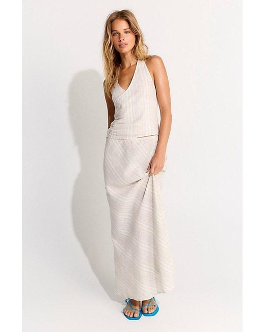 free-est White Palma Cotton-Linen Skirt Set By