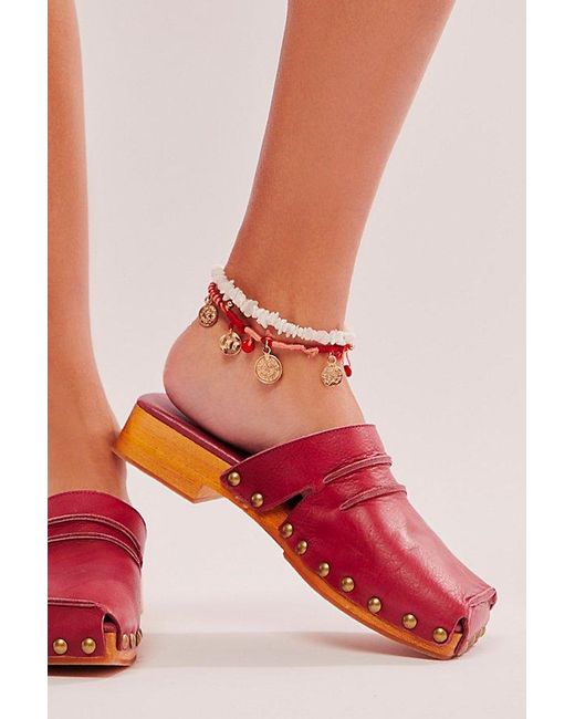 Free People Red Ivy Studded Mules