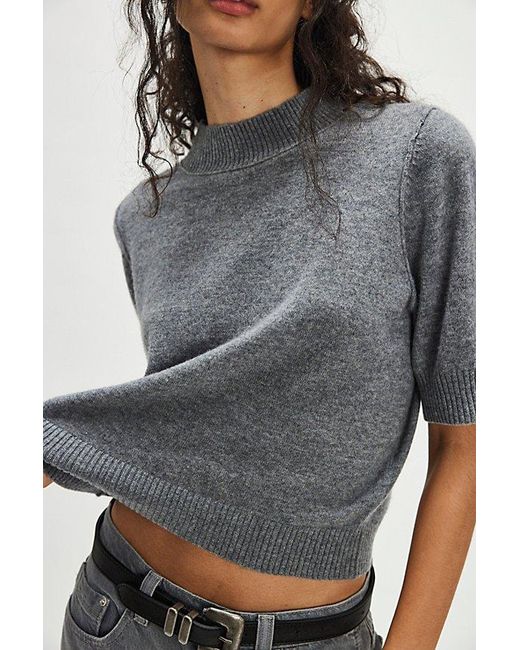 Free People Gray Solid Twilight Cashmere Turtleneck Sweater