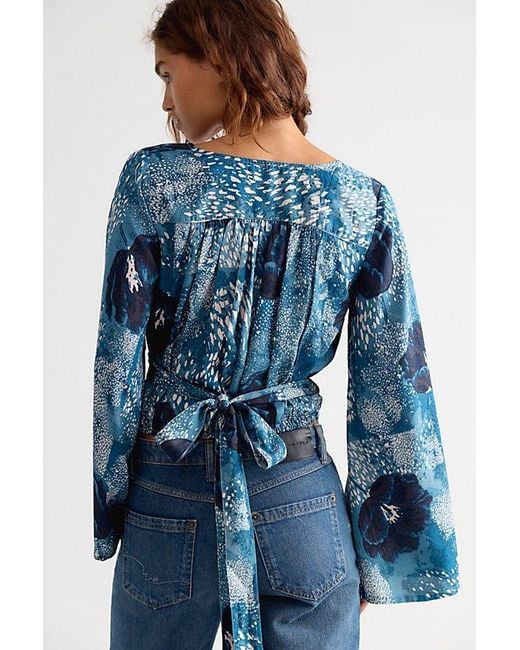 Free People Blue Roxie Wrap Top