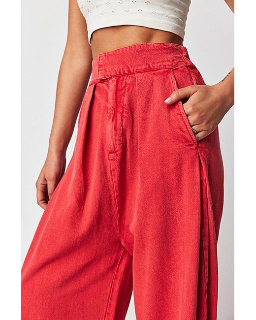 Free People Red Cool Harbor Wide-leg Pants At In High Risk, Size: Xs
