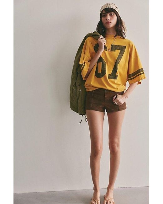 Free People Yellow Ana Suede Micro Shorts