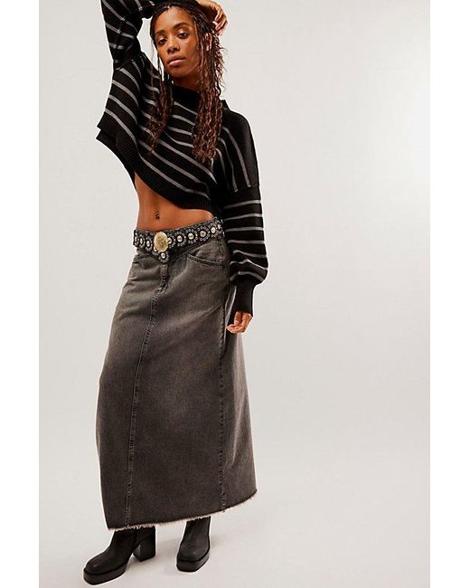 Free People Easy Street Stripe Crop Pullover At In Black Combo, Size: Xl