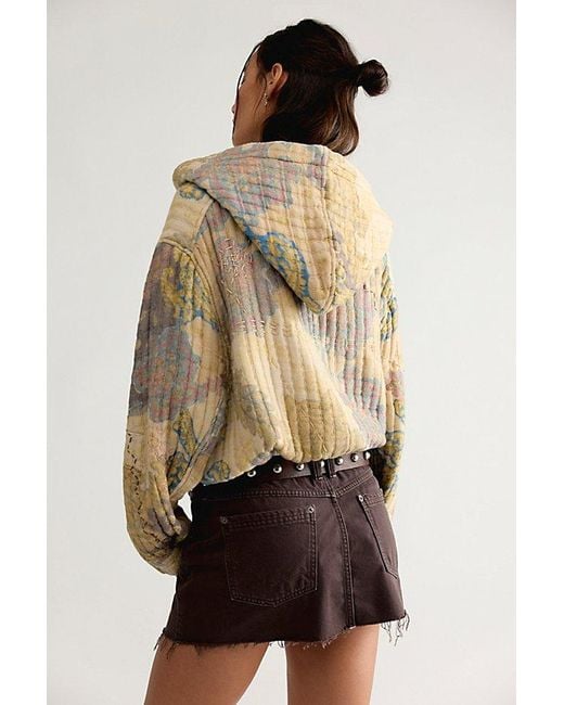 Free People Green We The Free Flora Quilted Bomber Jacket