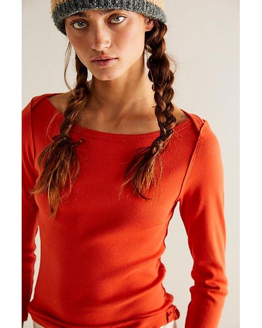 Free People Red We The Free Lucy Layering Top