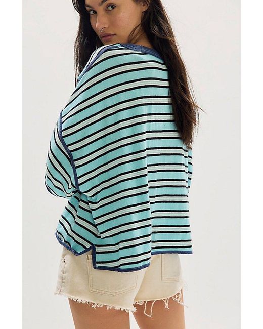 Free People Blue Clean Rugby Tee
