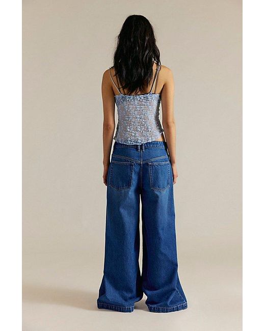 Free People We The Free Finish Line Wide-Leg Jeans in Green