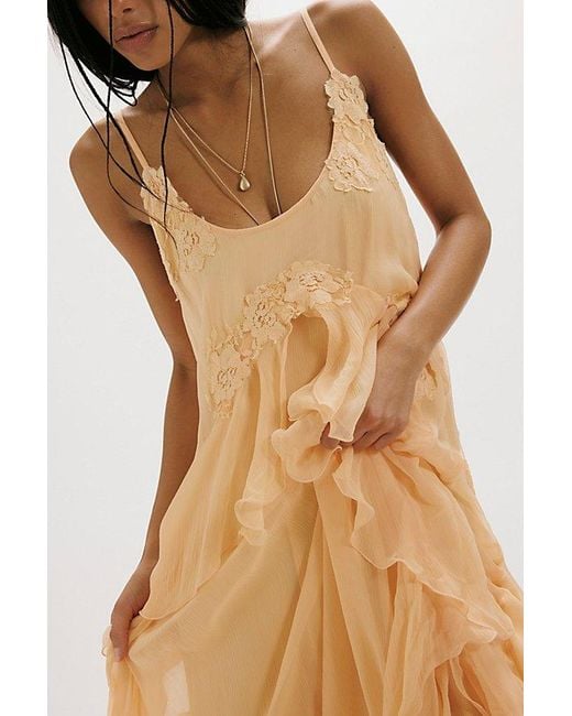 Nigel Preston Brown Floating Angel Chiffon Maxi Dress