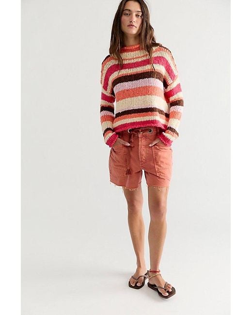 Free People Red Opal Rollneck Knit Stripe Jumper