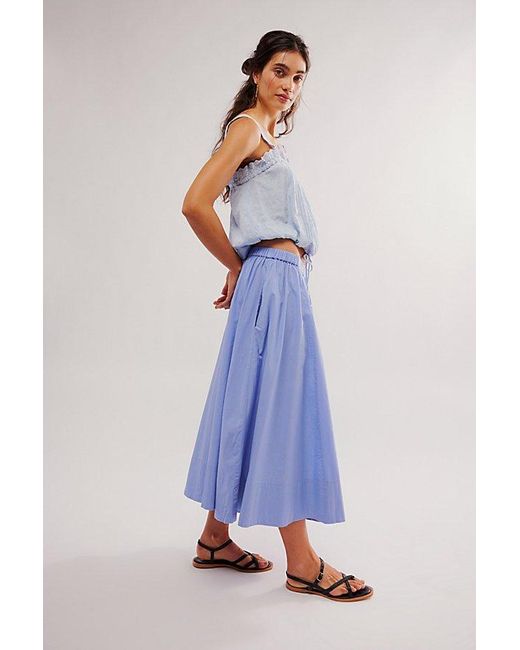 Free People Blue Lowen Midi Skirt