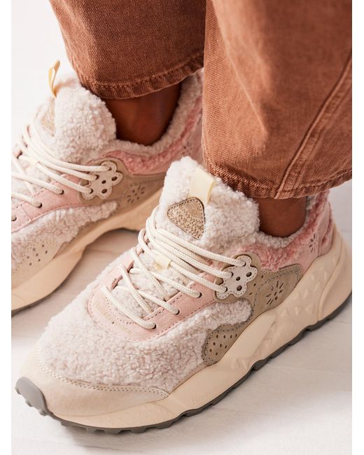 Free People Teddy Shearling Sneakers in Brown Lyst