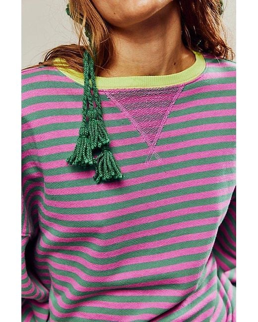 Free People Multicolor Classic Striped Oversized Crewneck