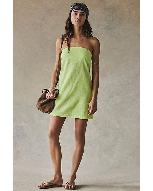 free-est Green Essentially The Best Cotton-Linen Mini Dress By