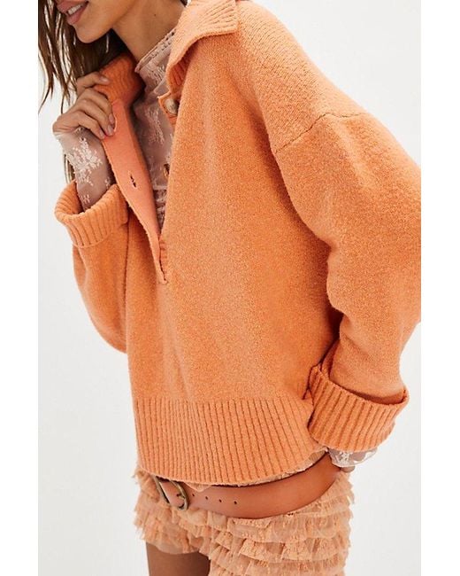 Free People Orange Trading Up Polo