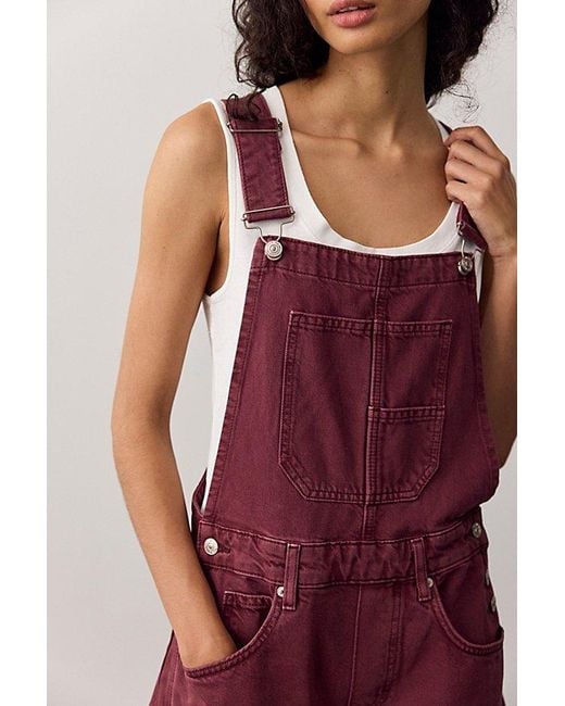 Free People Red We The Free Good Luck Barrel Overalls
