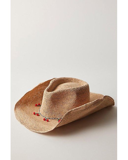 Free People Brown Spicy Sweet Raffia Cowboy Hat