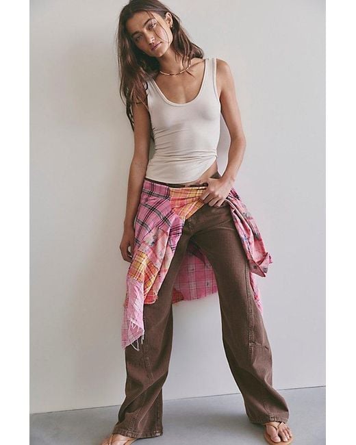 Free People Gray Highland Low-Rise Twisted Bowed Jeans