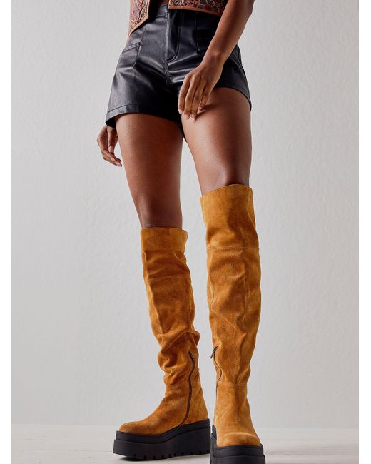 Free People Suede London Calling Wedge Over-the-knee Boots | Lyst