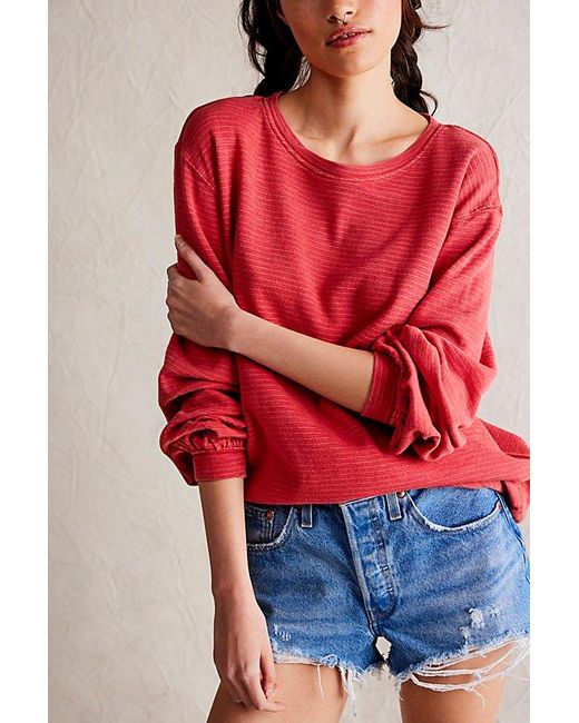 Free People Red Soul Song Tee At Free People In Tomato Puree, Size: Xs