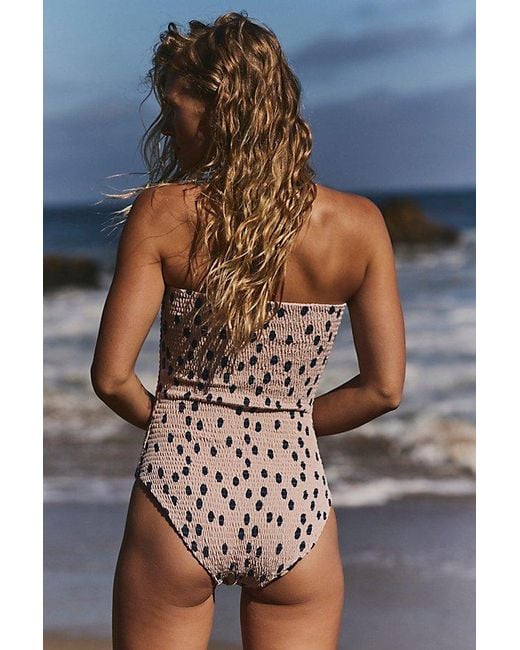 Aila Blue Gray Costa Smocked One-Piece Swimsuit