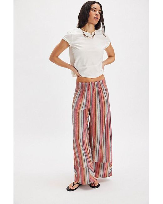 Free People Day's End Stripe Pants in Red | Lyst